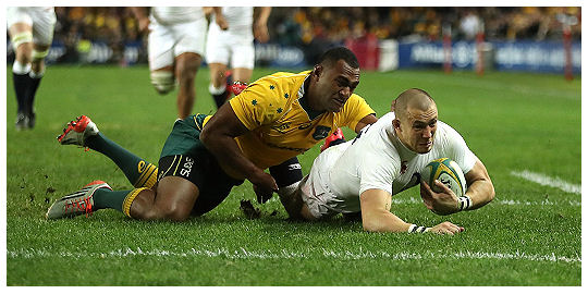 Wallabies England Mike Brown try Test 3 Summer 2016